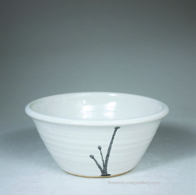 White with Black handcrafted stoneware pottery Small Serving Bowl