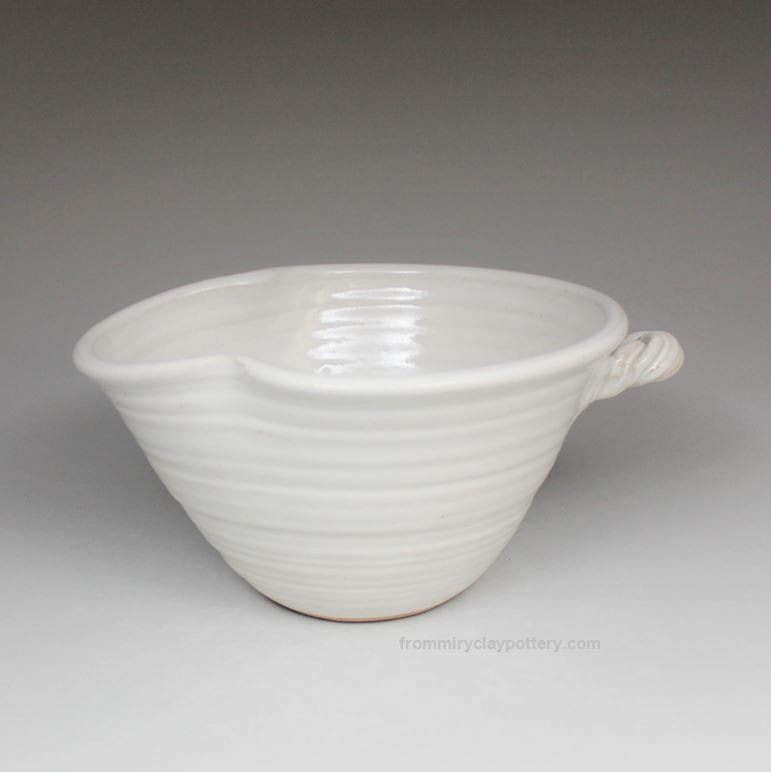 Winter White handmade stoneware pottery Medium Mixing Bowl