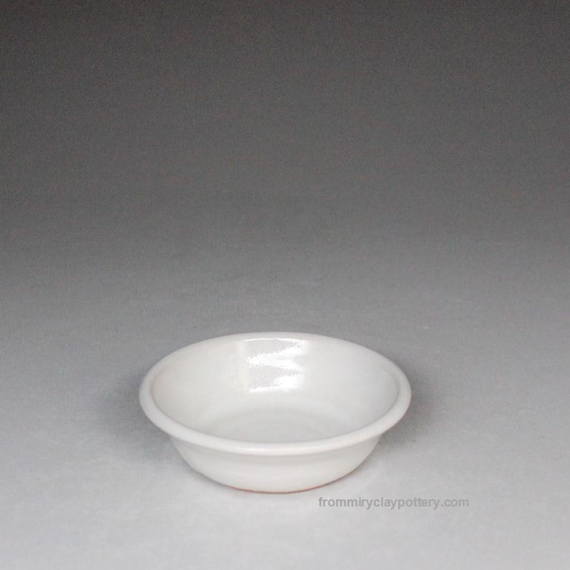Winter White handmade stoneware pottery Sause Bowl