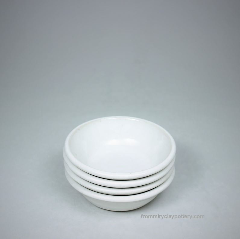 Winter White handmade stoneware pottery Sause Bowl Set