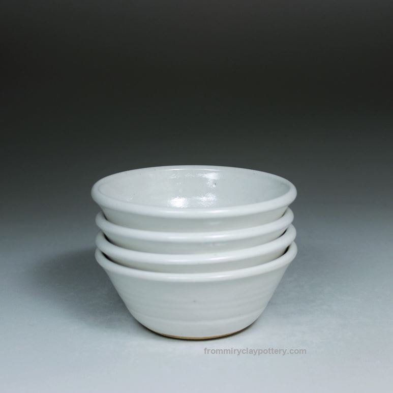 Winter White handmade stoneware pottery Soup Bowl Set