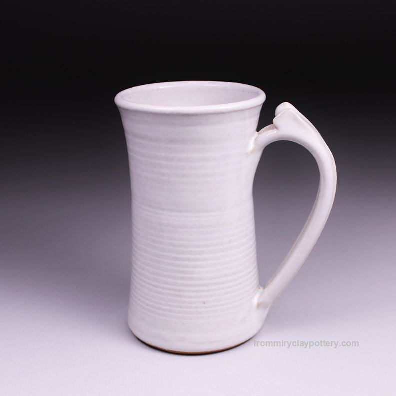 Winter White handmade stoneware pottery Tall Slender Mug
